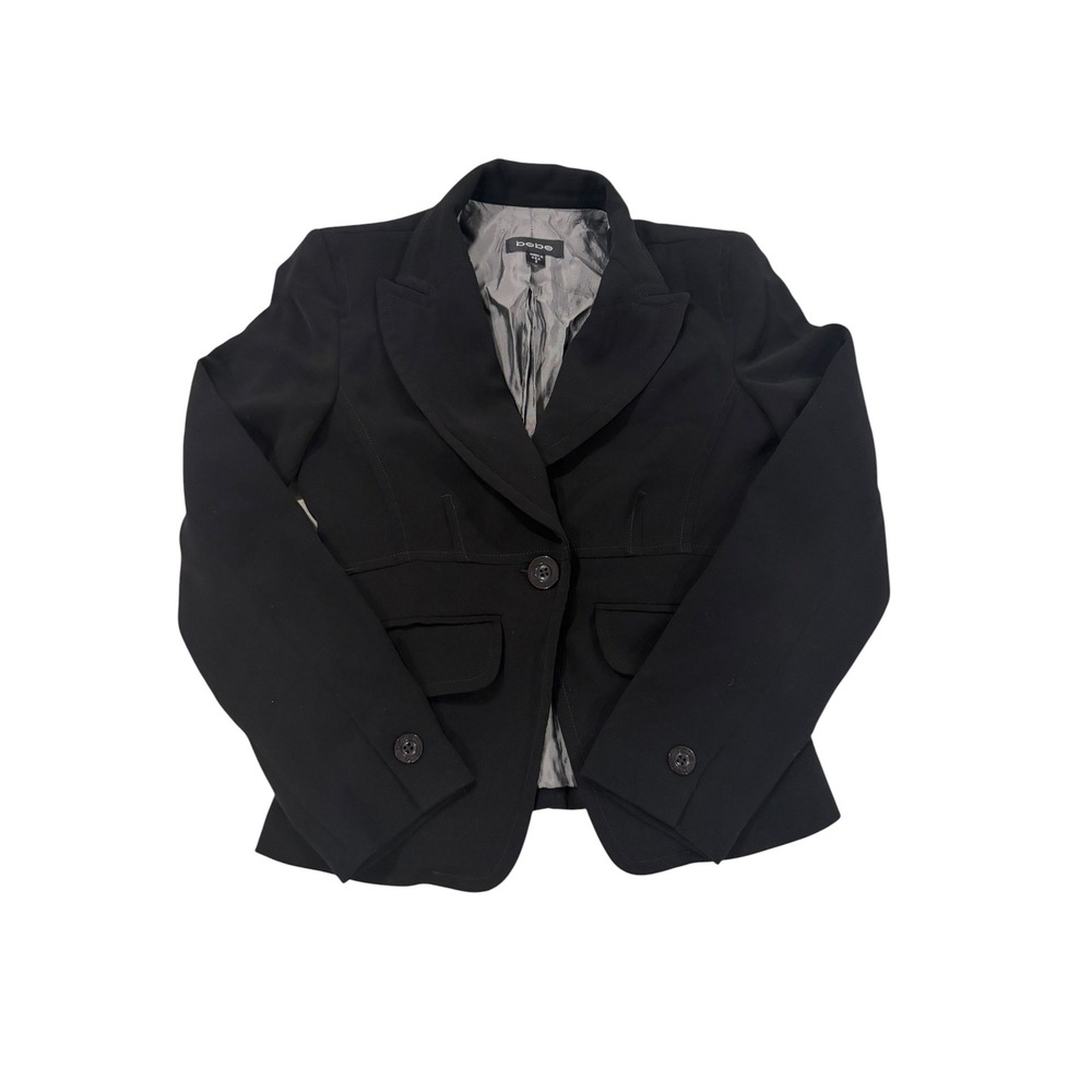Bebe Black Single Button Tailored Blazer Office Core Business Casual Size 2